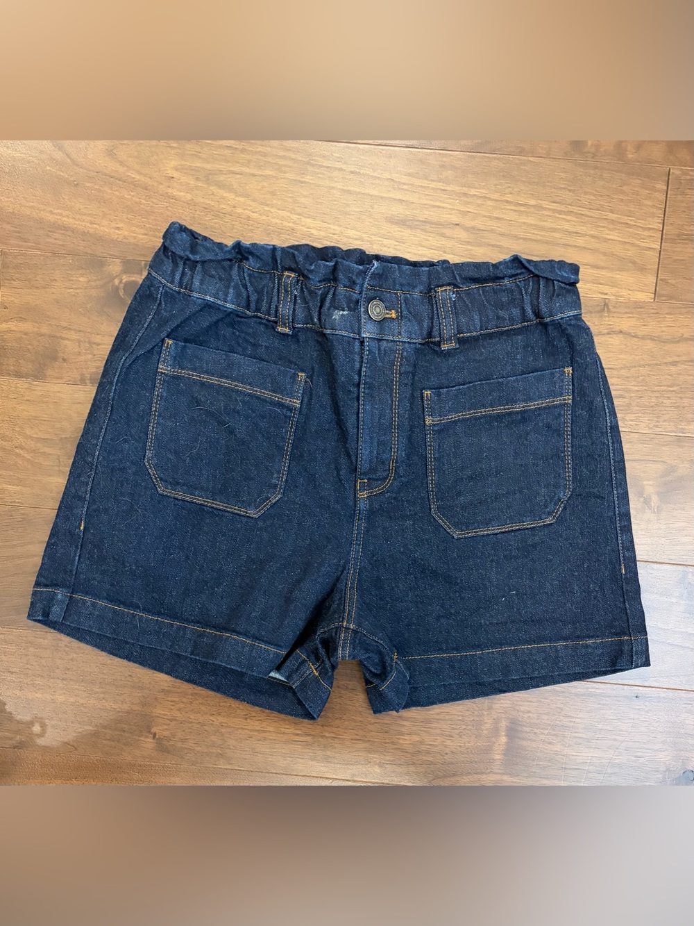 Simons Dark Indigo Denim Paperbag Waist Shorts